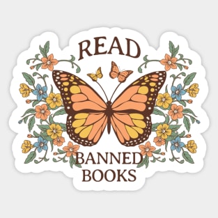 Read banned books butterfly Sticker